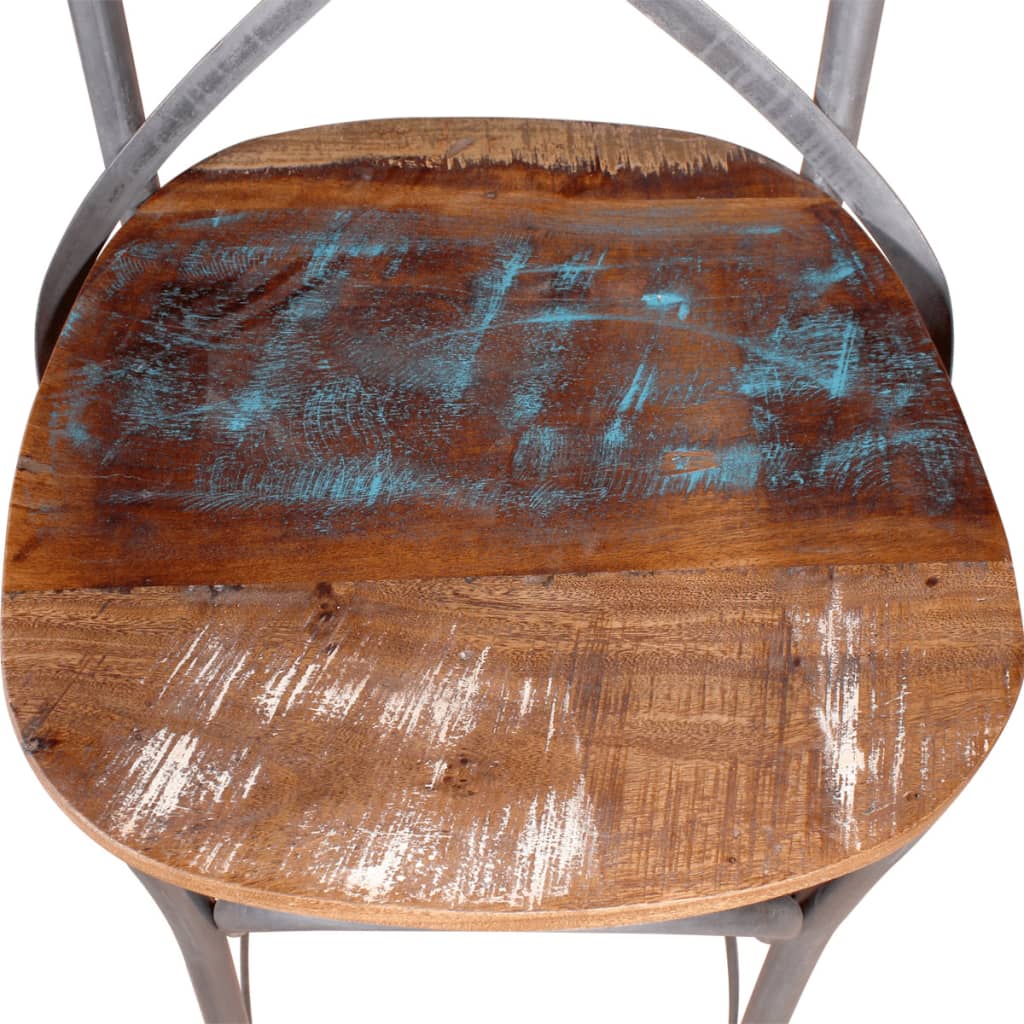vidaXL Barski stolac od masivnog obnovljenog drva
