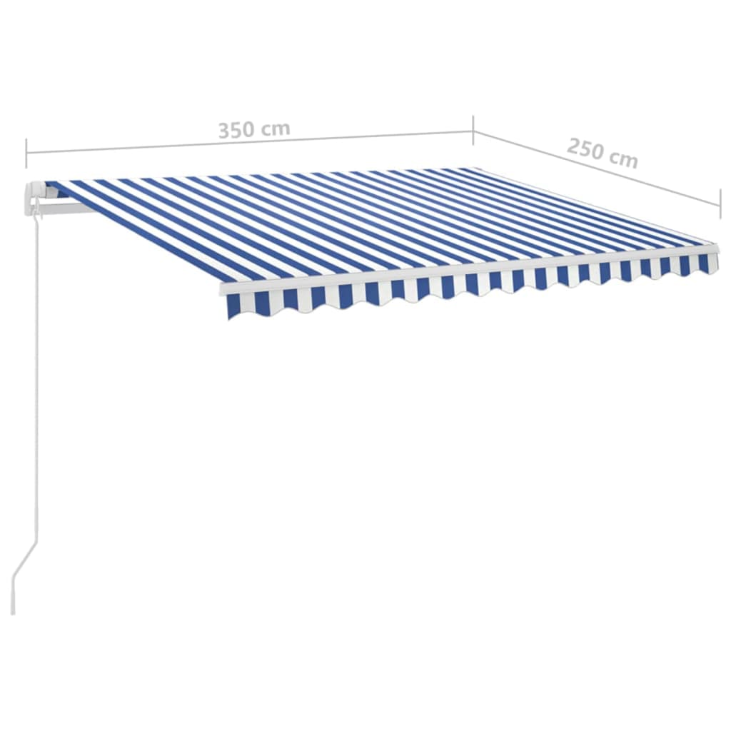 vidaXL Automatska tenda na uvlačenje 3,5 x 2,5 m plavo-bijela