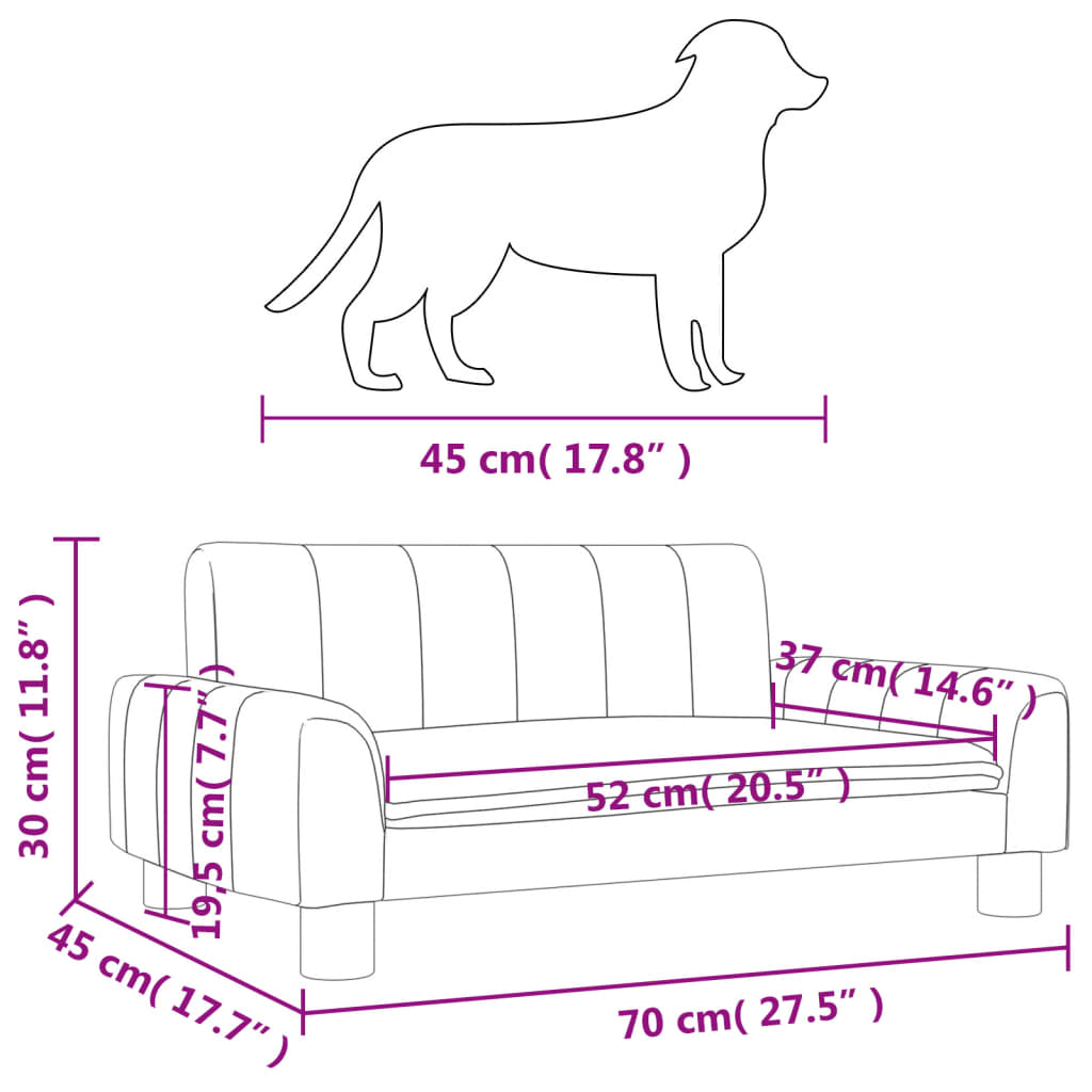 vidaXL Krevet za pse tamnosivi 70 x 45 x 30 cm od tkanine