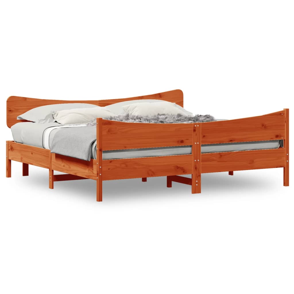 vidaXL Okvir kreveta s uzglavljem voštano smeđi 180x200 cm od borovine