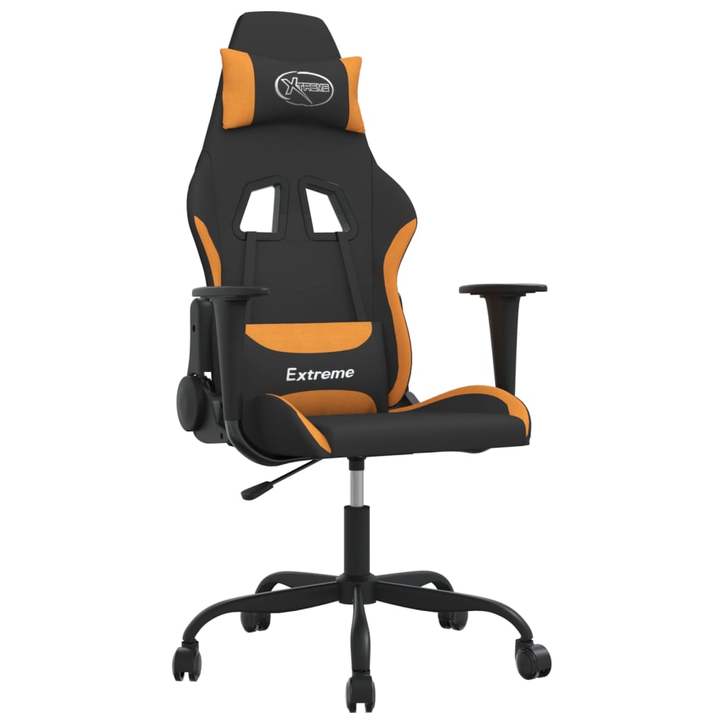 vidaXL Masažna igraća stolica od tkanine crno-narančasta