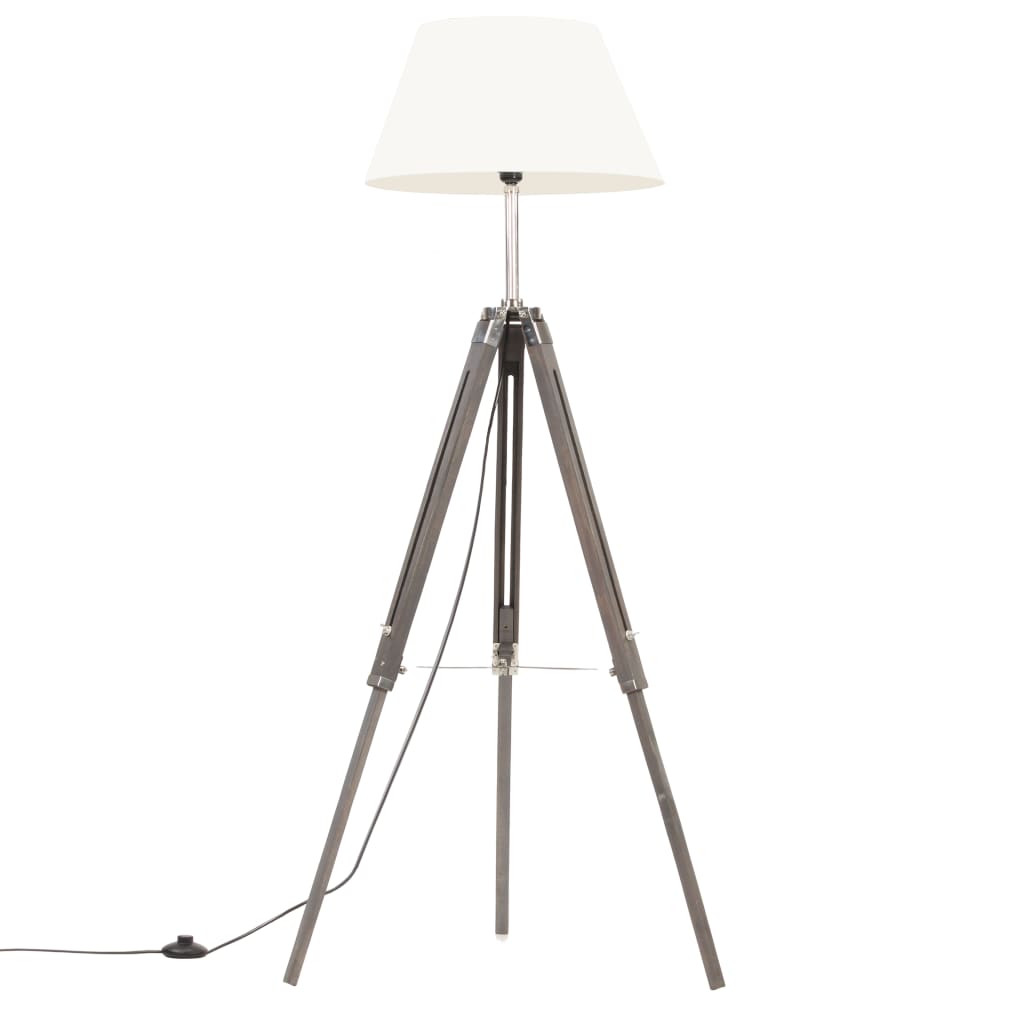 vidaXL Podna svjetiljka s tronošcem sivo-bijela od tikovine 141 cm
