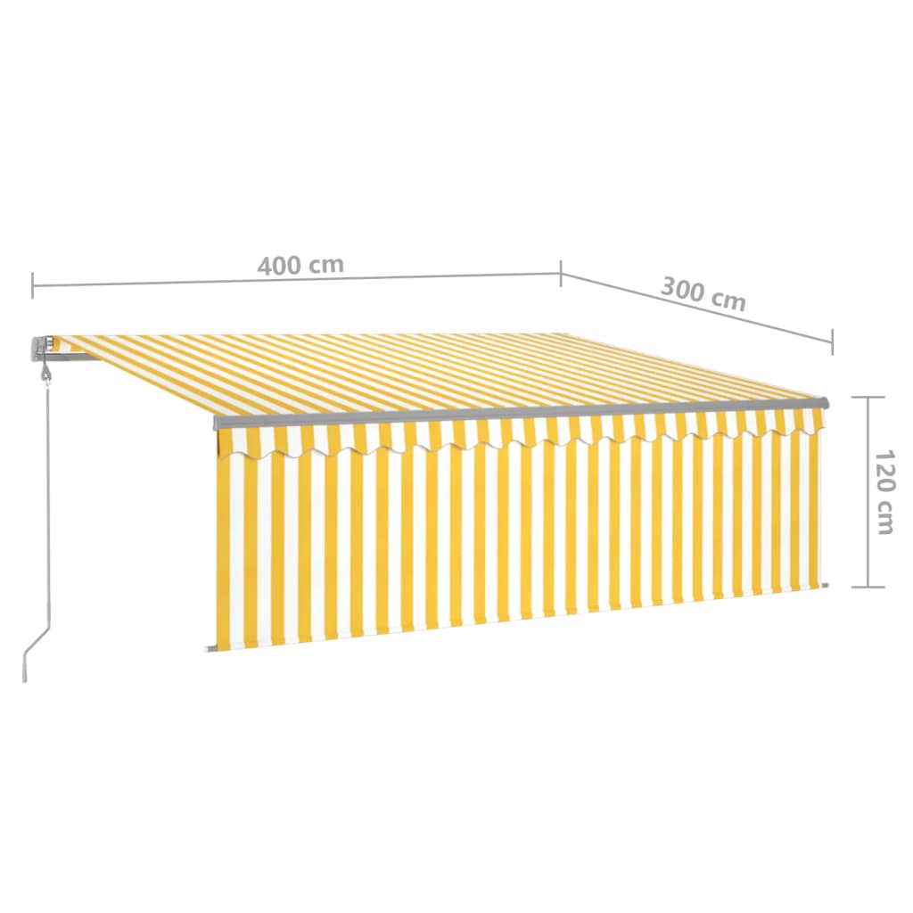vidaXL Automatska tenda s roletom i senzorom LED 4 x 3 m žuto-bijela