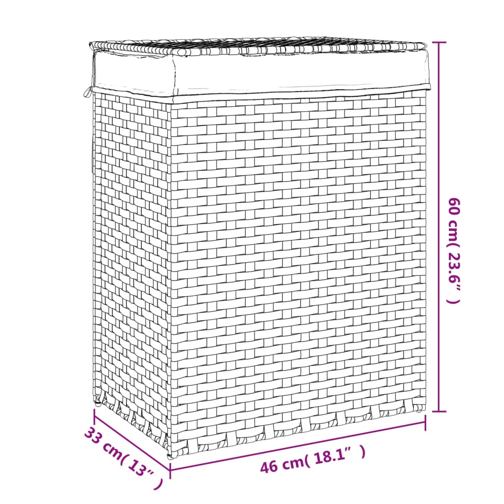 vidaXL Košara za rublje s poklopcem 46 x 33 x 60 cm od poliratana