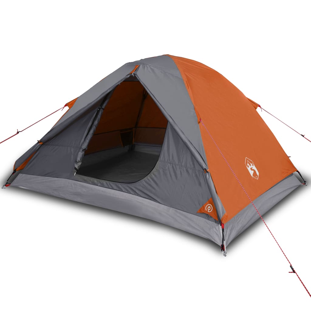 vidaXL Kupolasti šator za kampiranje za 3 osobe sivo-narančasti