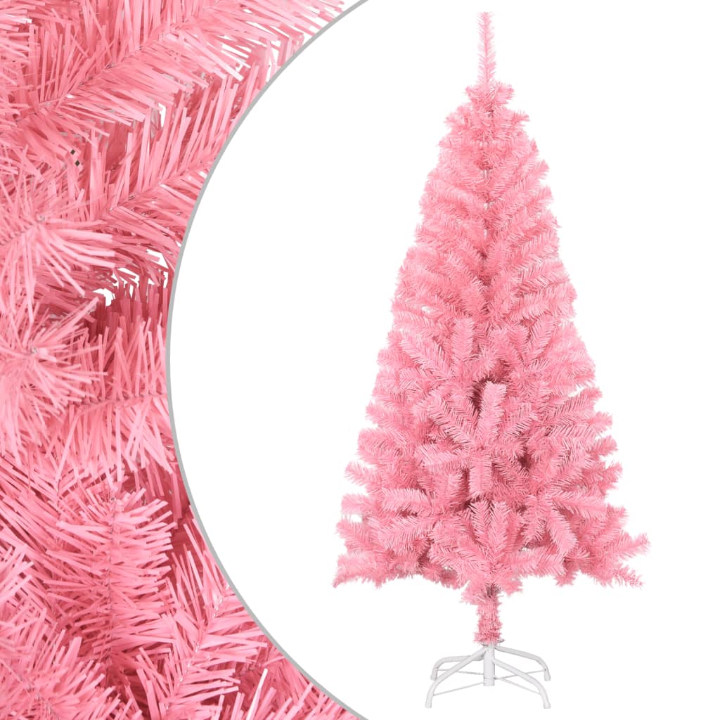 vidaXL Umjetno božićno drvce sa stalkom ružičasto 150 cm PVC