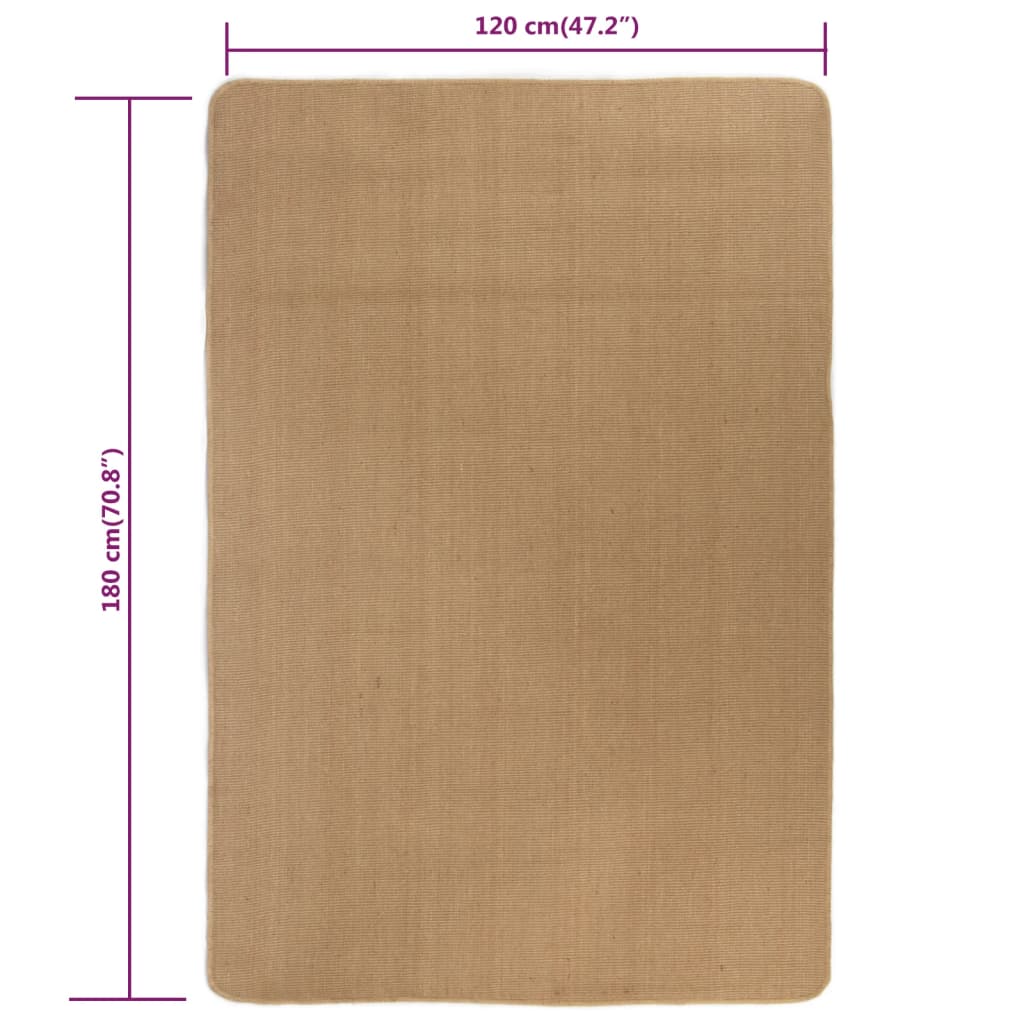 vidaXL Ukrasni tepih od jute s podlogom od lateksa 120x180 cm prirodni