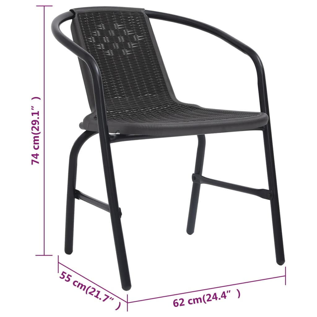 vidaXL Vrtne stolice 4 kom od plastičnog ratana i čelika 110 kg