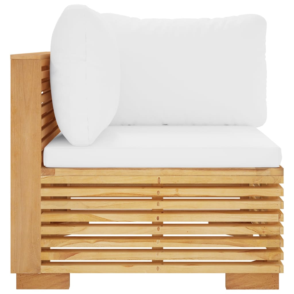 vidaXL Kutna vrtna sofa s krem jastucima od masivne tikovine