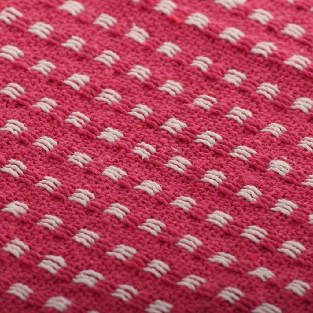 vidaXL Pamučni pokrivač na kvadratiće 160 x 210 cm ružičasti