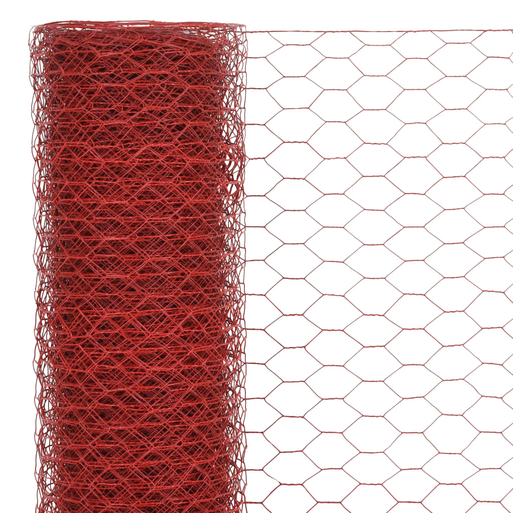 vidaXL Žičana mreža od čelika s PVC oblogom za kokoši 25 x 0,75 m crvena