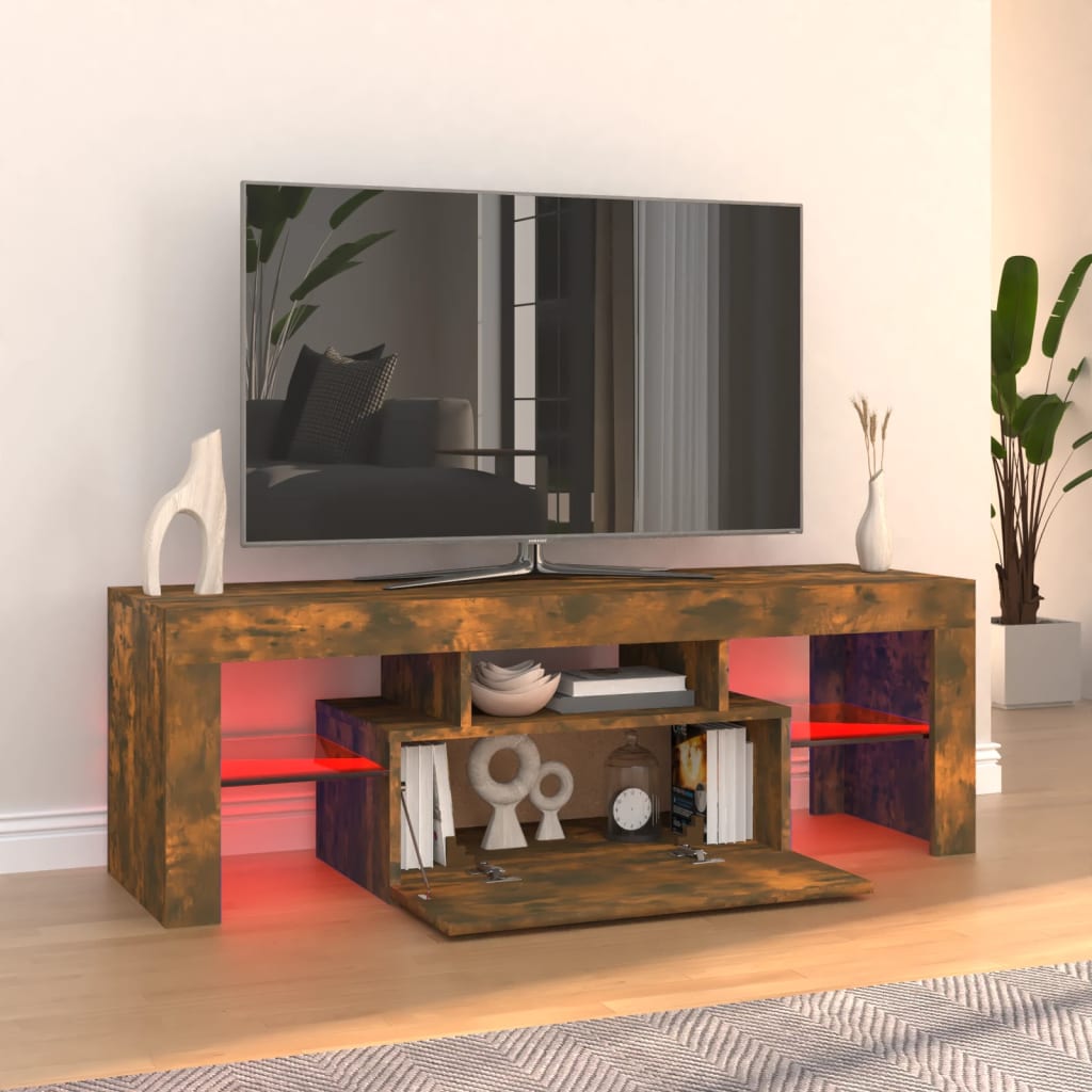 vidaXL TV ormarić s LED svjetlima boja dimljenog hrasta 120x35x40 cm