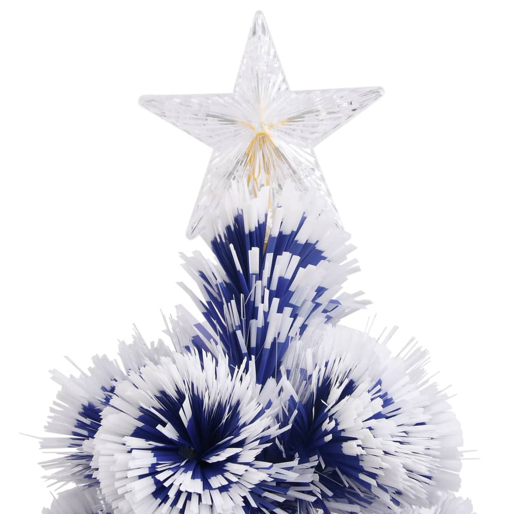 vidaXL Umjetno božićno drvce bijelo-plavo 180 cm optička vlakna