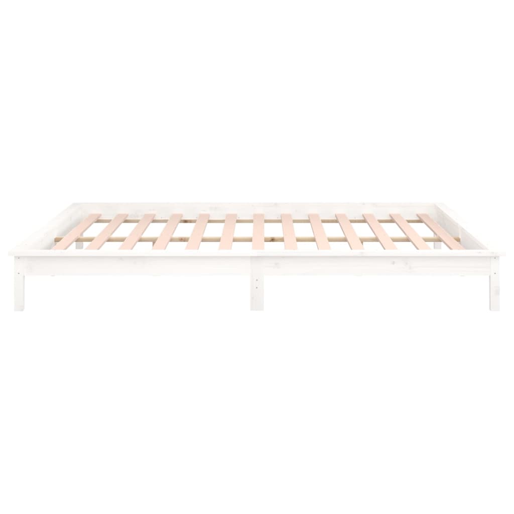 vidaXL LED okvir za krevet bijeli 160 x 200 cm od masivnog drva