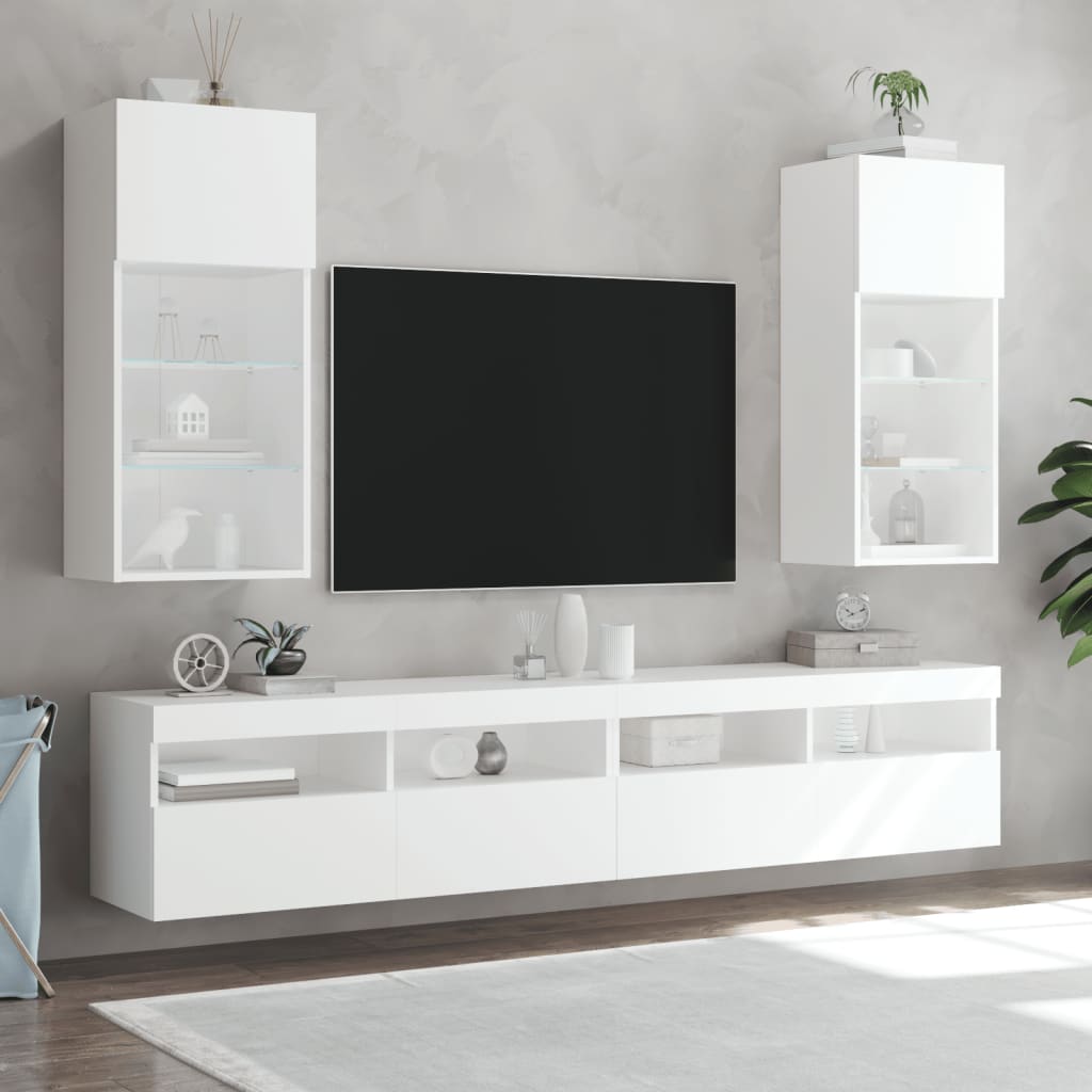 vidaXL TV ormarići s LED svjetlima 2 kom bijeli 40,5 x 30 x 90 cm
