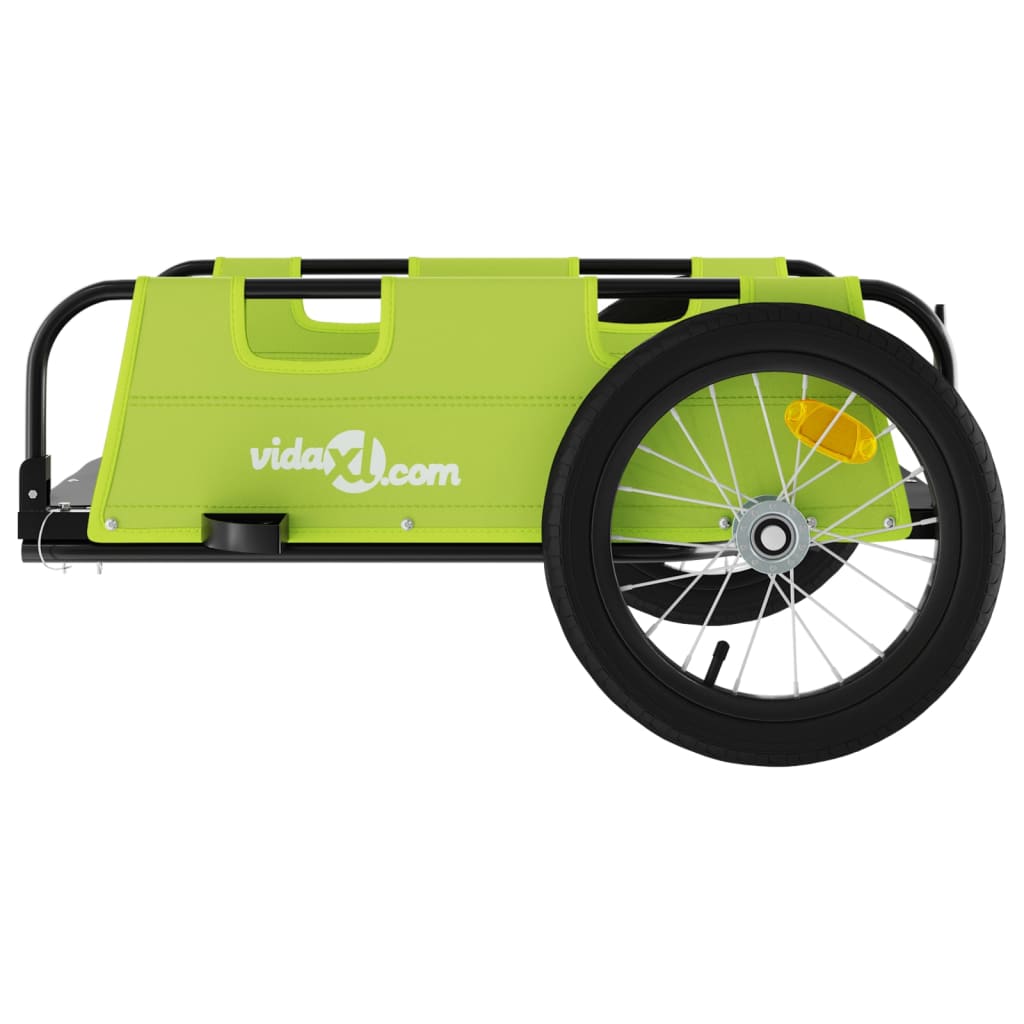 vidaXL Prikolica za bicikl zelena od tkanine Oxford i željeza