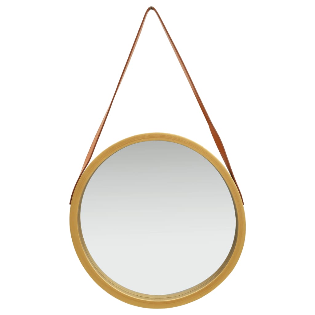 vidaXL Zidno ogledalo s remenom 50 cm zlatno