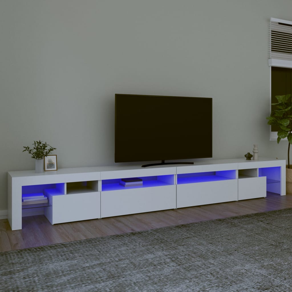 vidaXL TV ormarić s LED svjetlima bijeli 290x36,5x40 cm