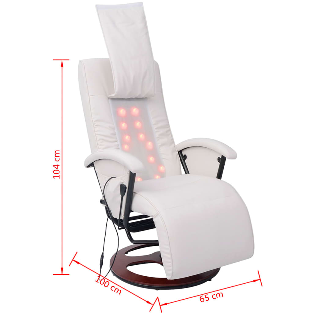 vidaXL Masažna fotelja za shiatsu od umjetne kože bijela
