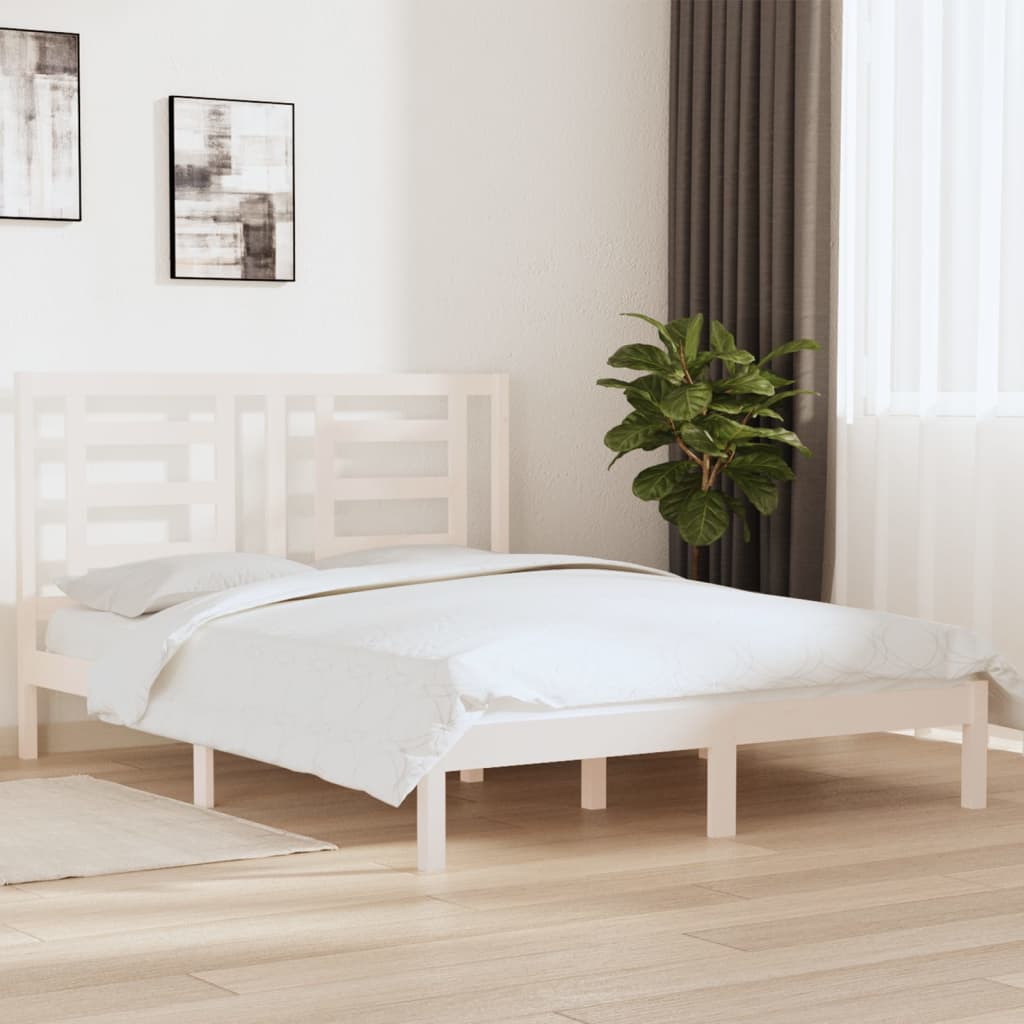 vidaXL Okvir za krevet od masivne borovine bijeli 160 x 200 cm
