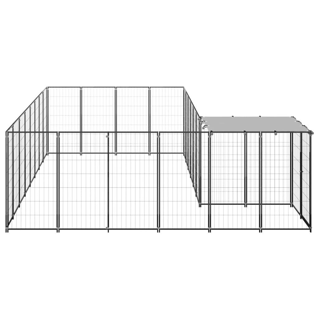 vidaXL Kavez za pse crni 10,89 m² čelični