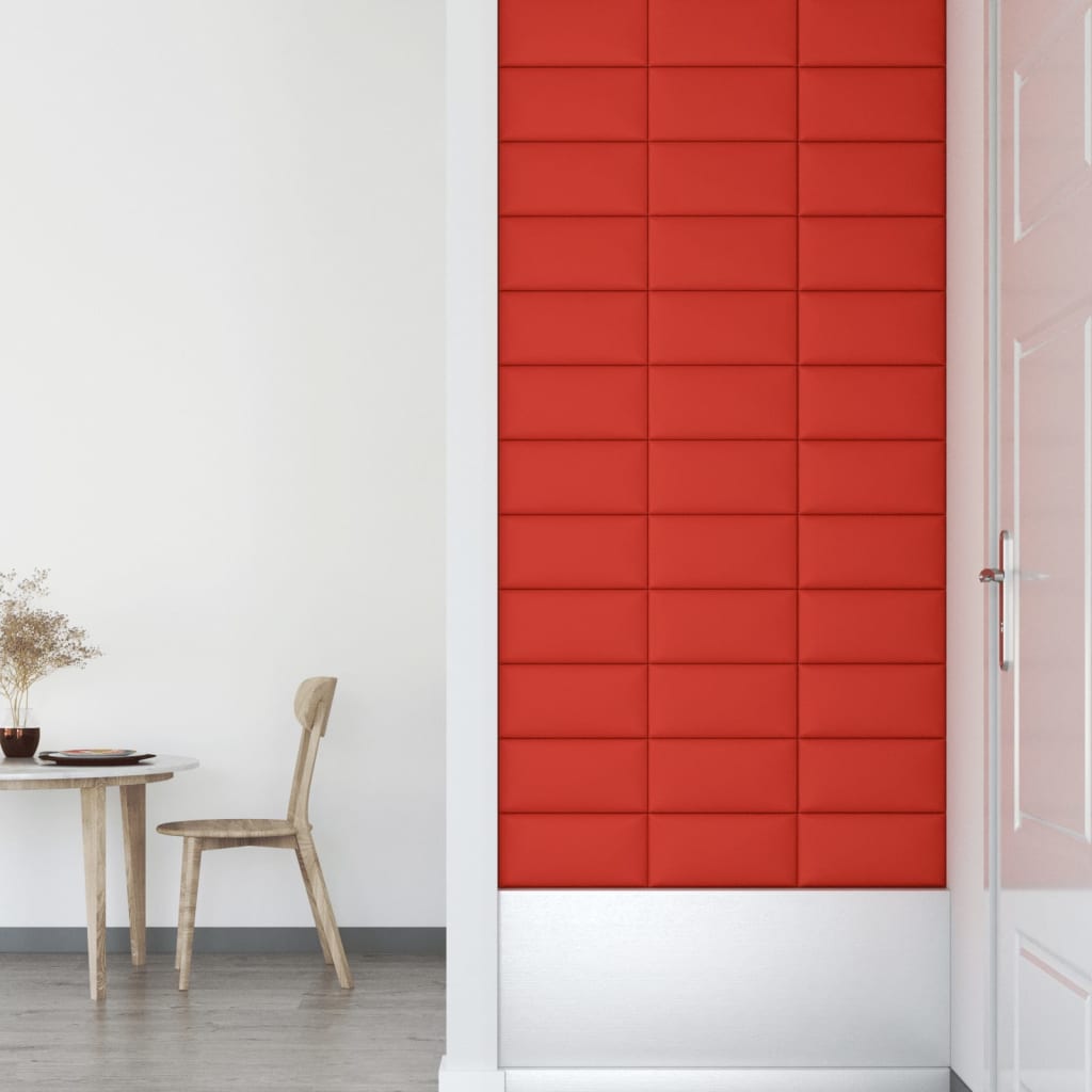 vidaXL Zidne ploče od umjetne kože 12 kom crvene 30 x 15 cm 0,54 m²