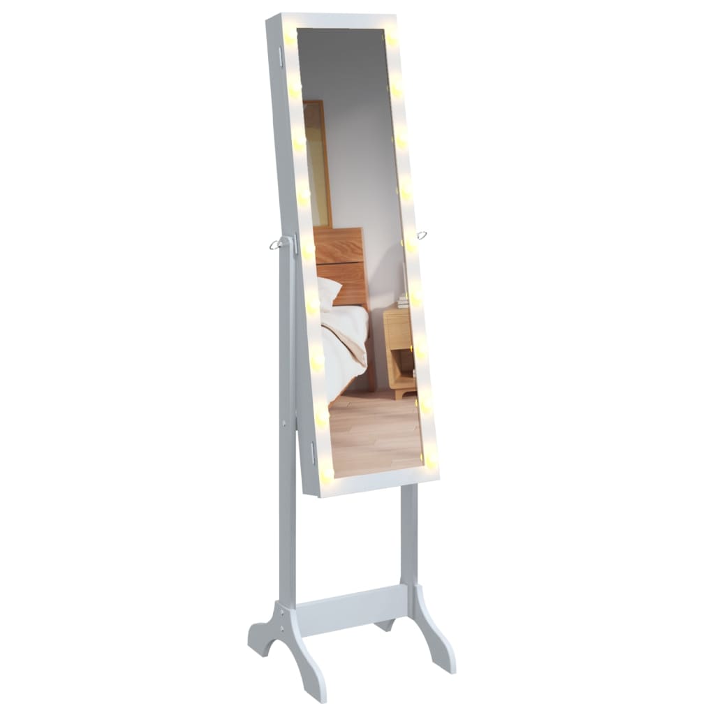 vidaXL Samostojeće ogledalo s LED svjetlima bijelo 34 x 37 x 146 cm