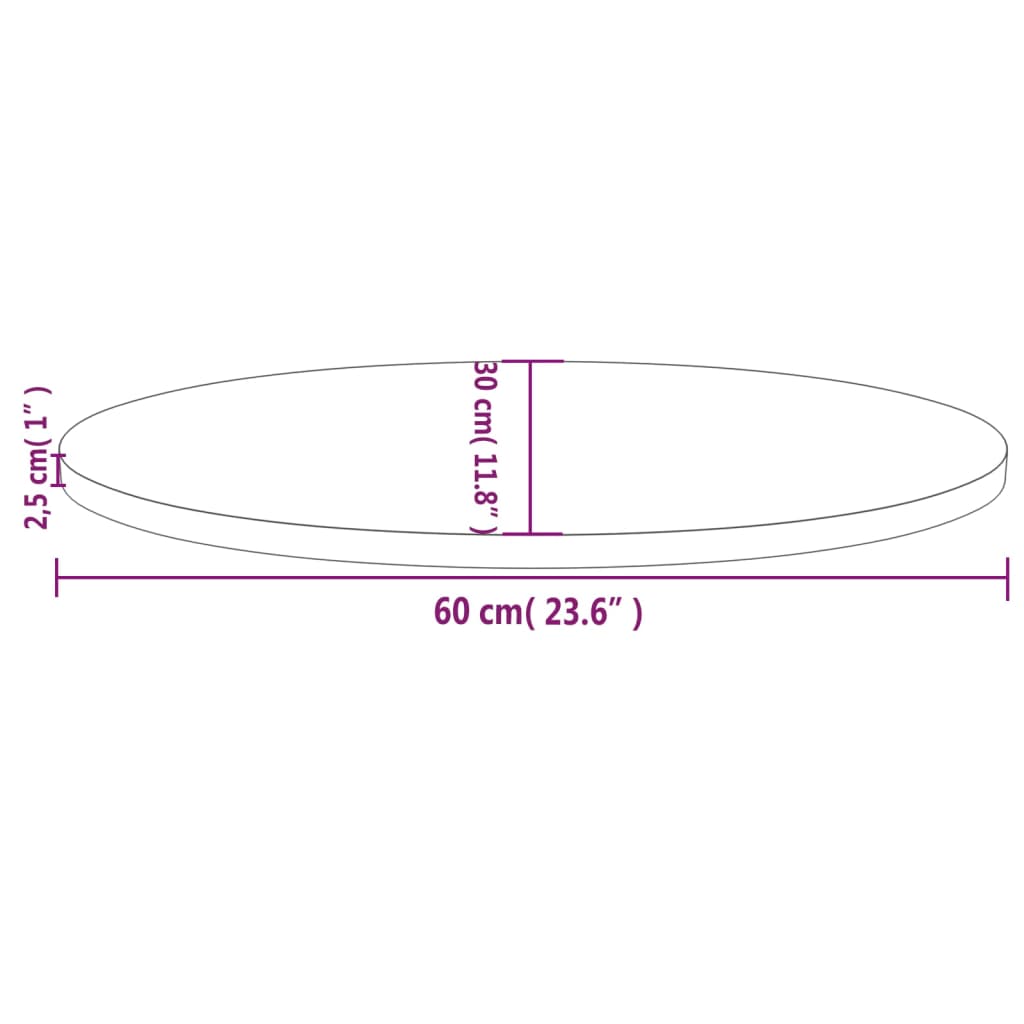 vidaXL Ploča za stol bijela 60x30x2,5 cm od masivne borovine ovalna