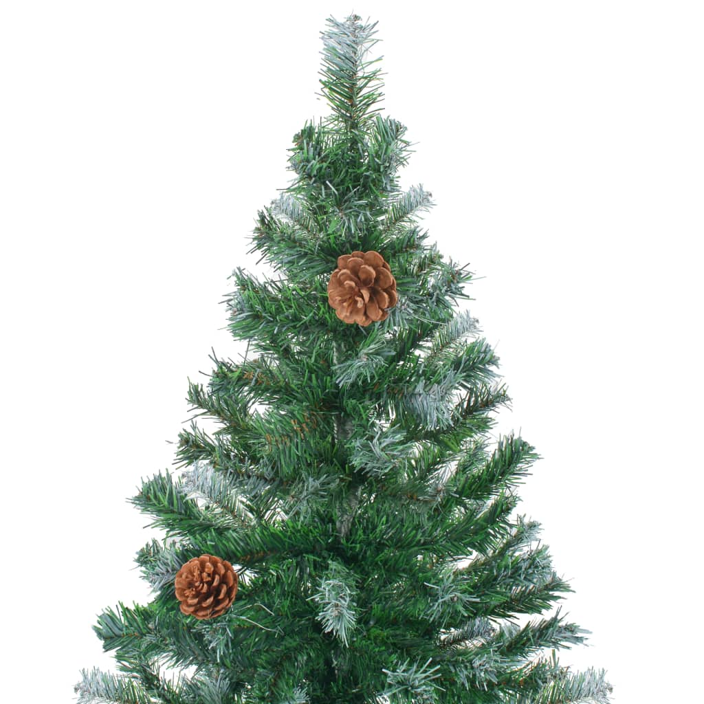 vidaXL Umjetno zamrznuto Božićno drvce sa šišarkama 150 cm