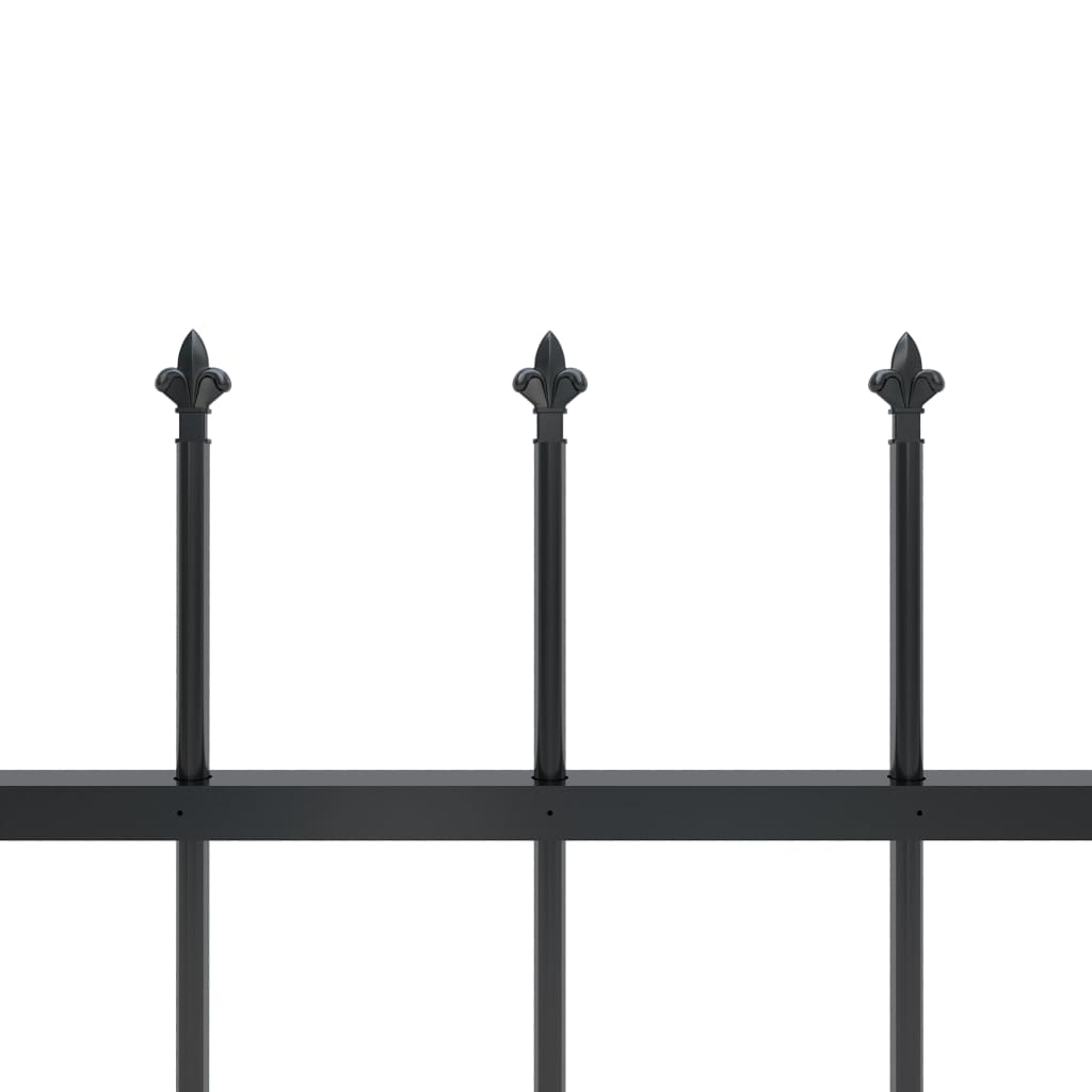 vidaXL Vrtna ograda s ukrasnim kopljima čelična 8,5 x 1 m crna