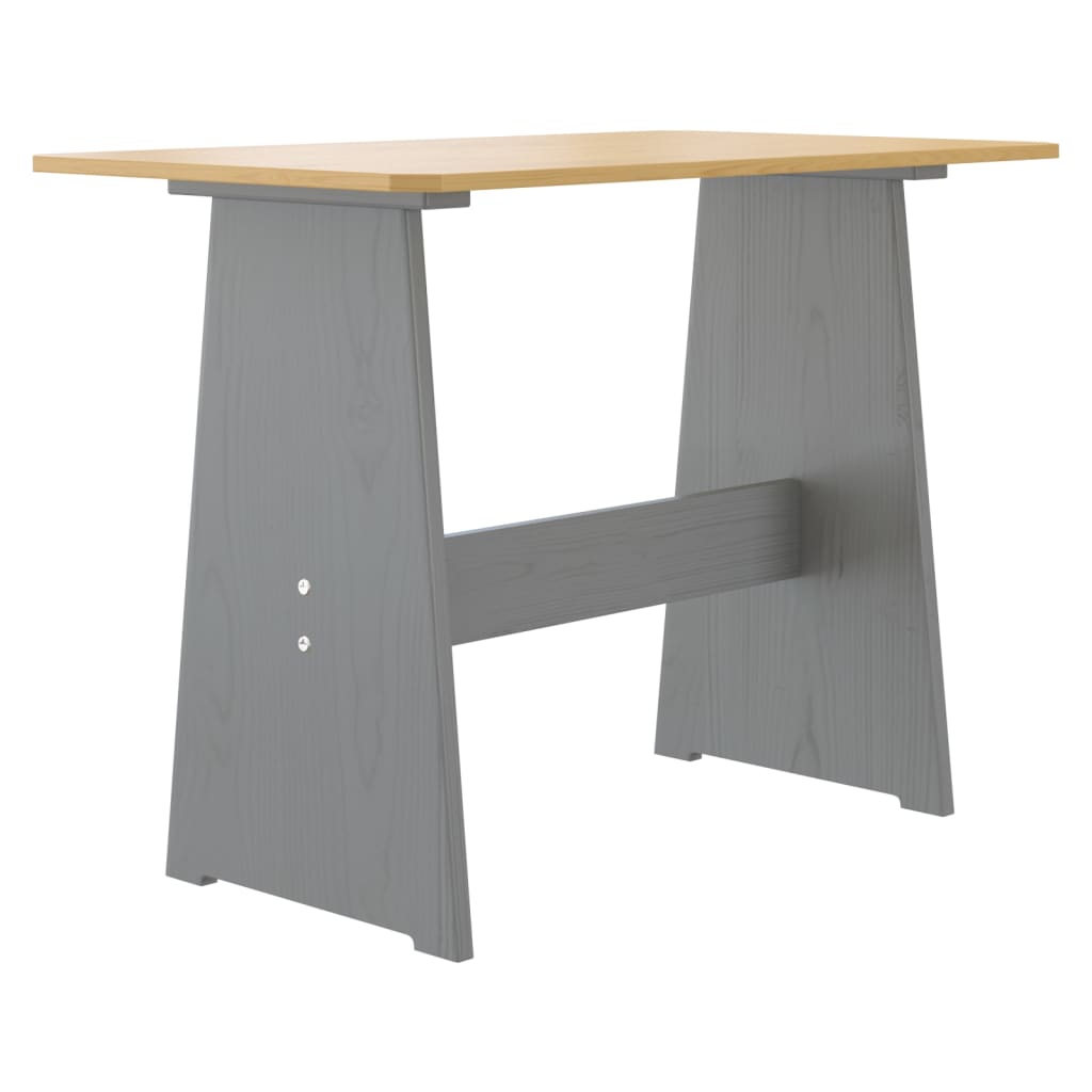 vidaXL Blagovaonski stol s klupom od masivne borovine boja meda i sivi