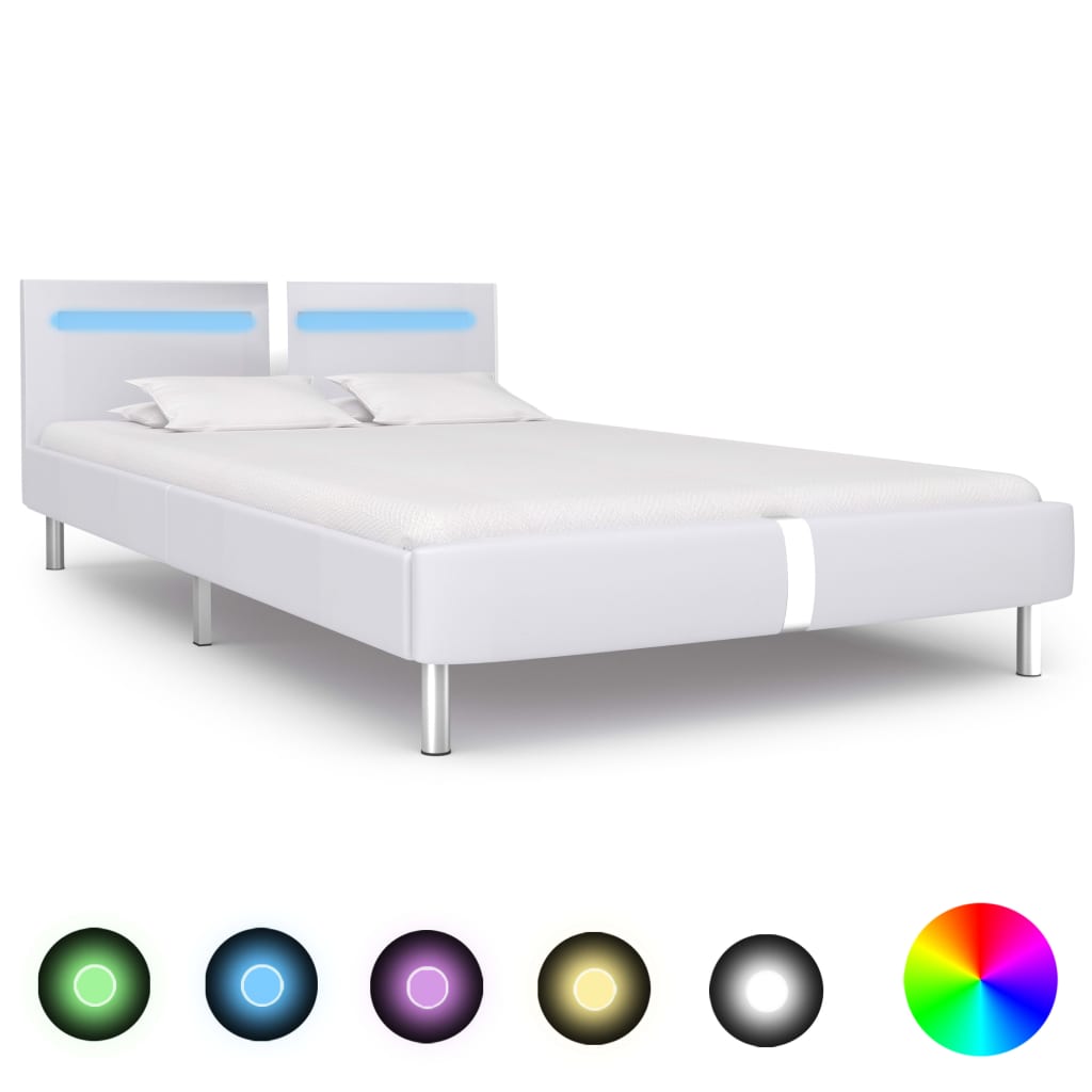 vidaXL Okvir za krevet od umjetne kože LED bijeli 120 x 200 cm