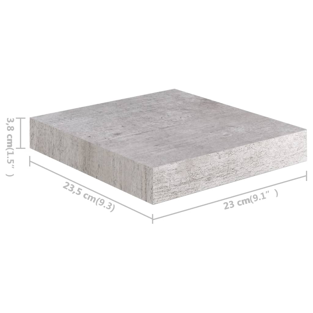 vidaXL Plutajuće zidne police 4 kom boja betona 23 x 23,5 x 3,8 cm MDF