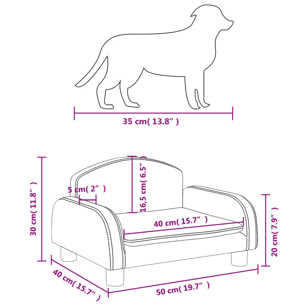 vidaXL Krevet za pse sivo 50x40x30 cm od umjetne kože