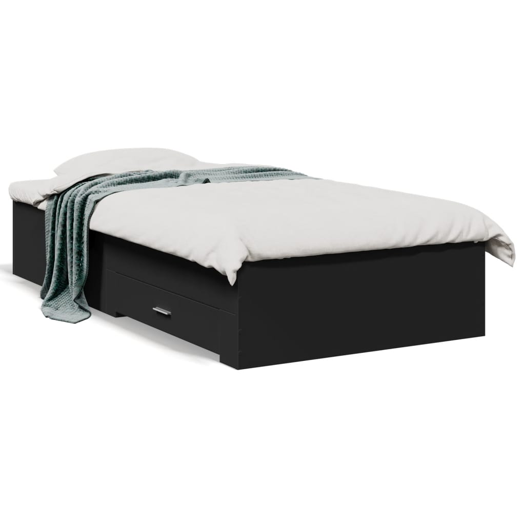 vidaXL Okvir za krevet s ladicama crni 180x200 cm konstruirano drvo