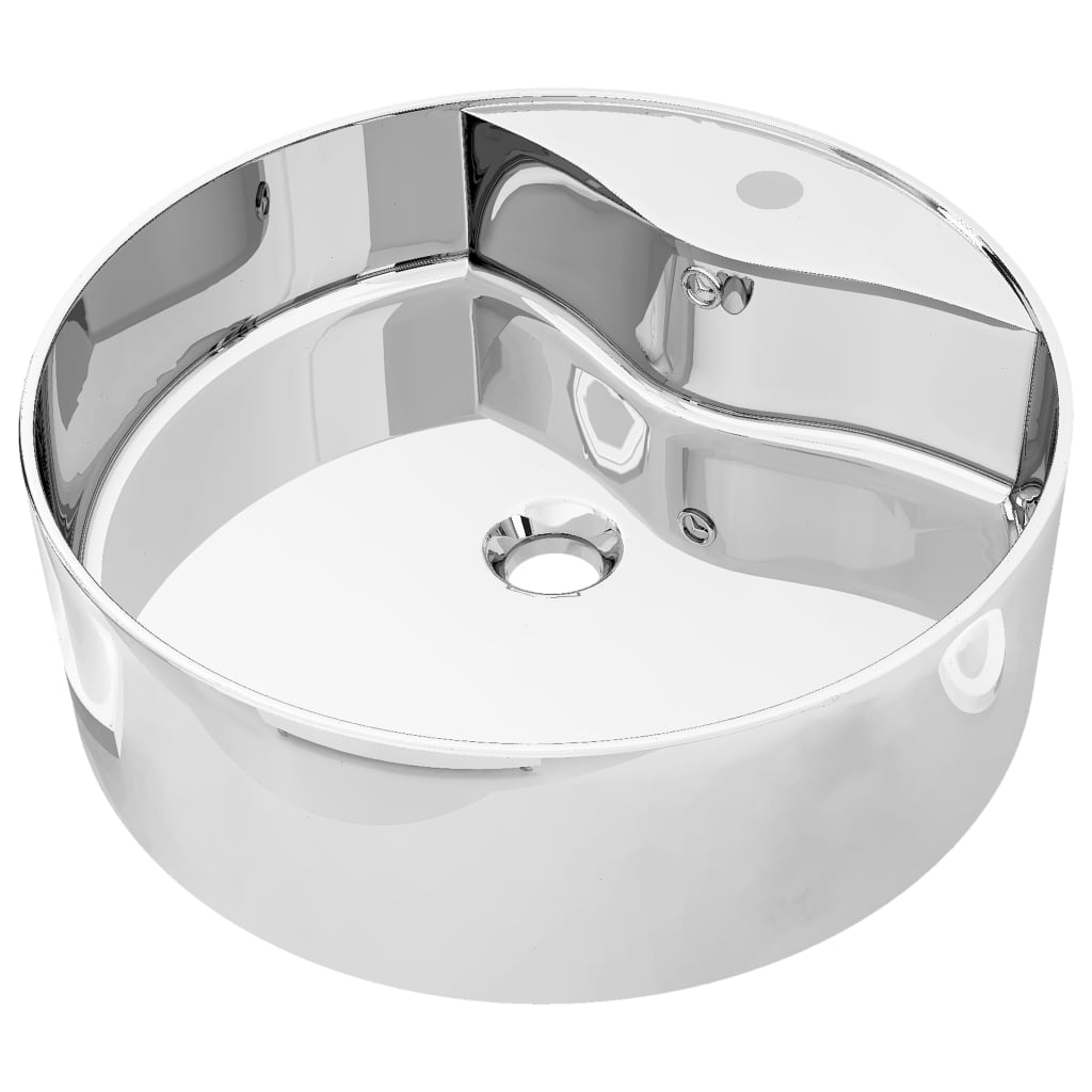 vidaXL Umivaonik sa zaštitom od prelijevanja 46,5x15,5 cm keramički srebrni