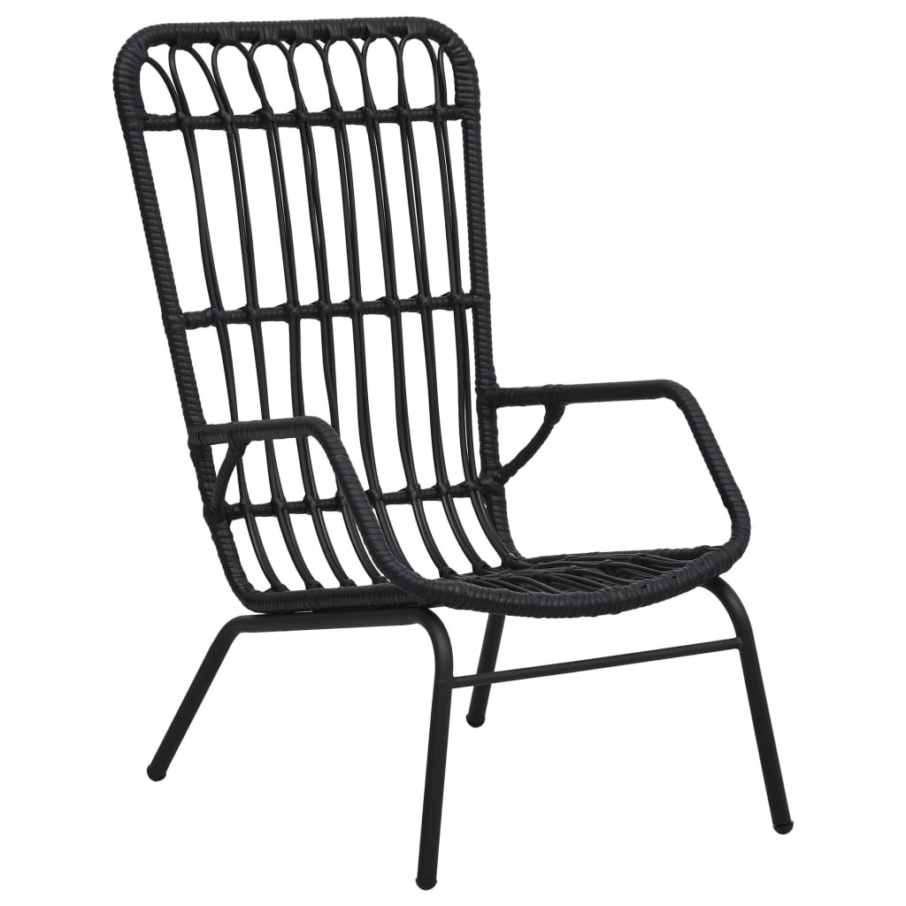 vidaXL Vrtna stolica od poliratana crna