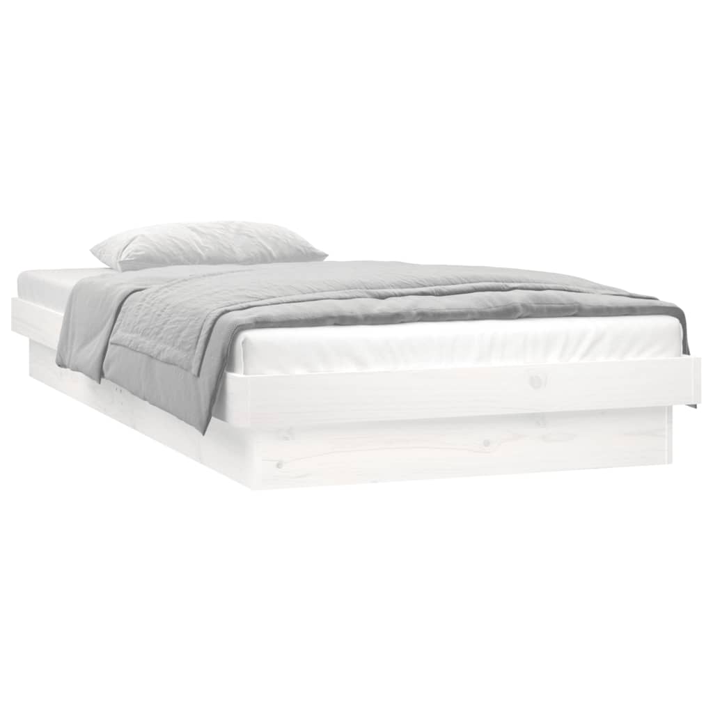 vidaXL LED okvir kreveta bijeli 75x190 cm za jednu osobu masivno drvo