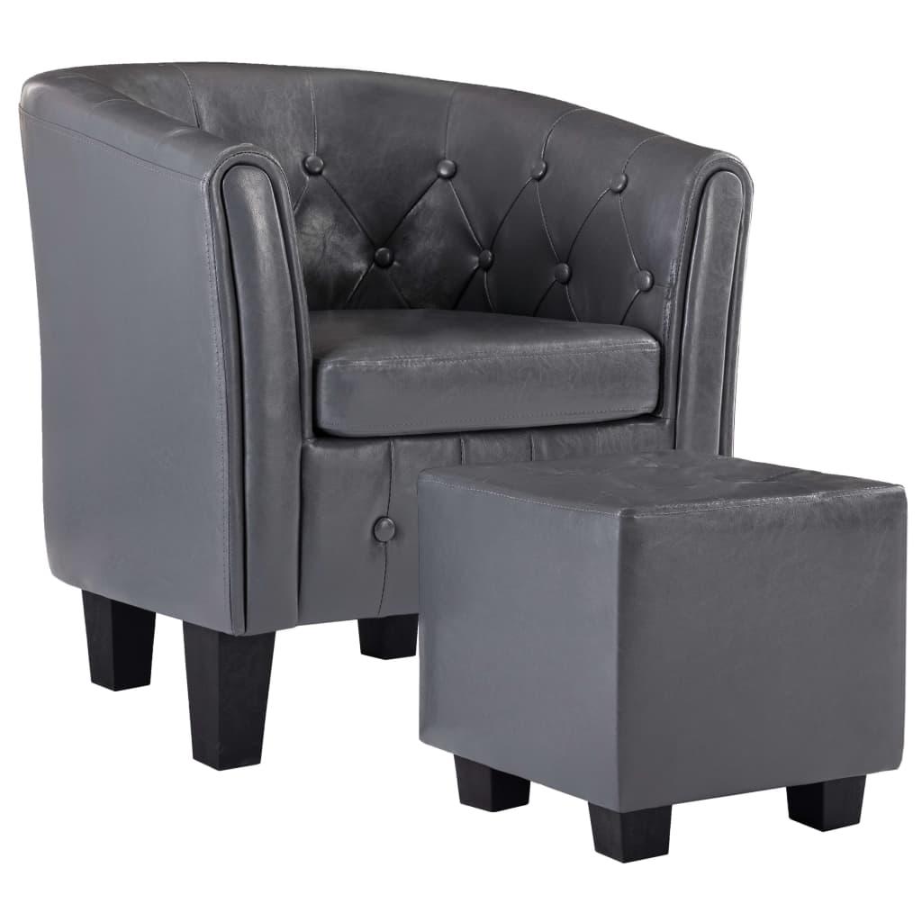 vidaXL Fotelja od umjetne kože s osloncem za noge siva