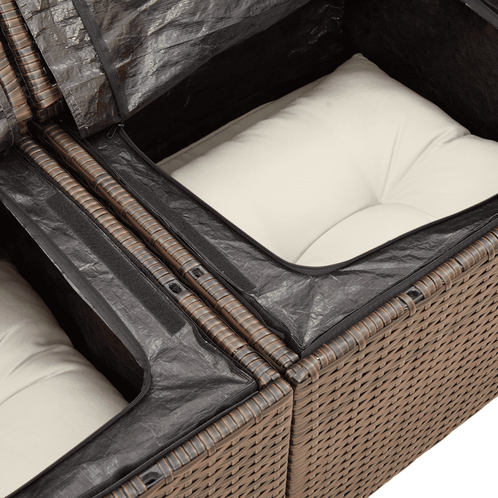 vidaXL 7-dijelni set vrtnih sofa od poliratana s jastucima smeđi