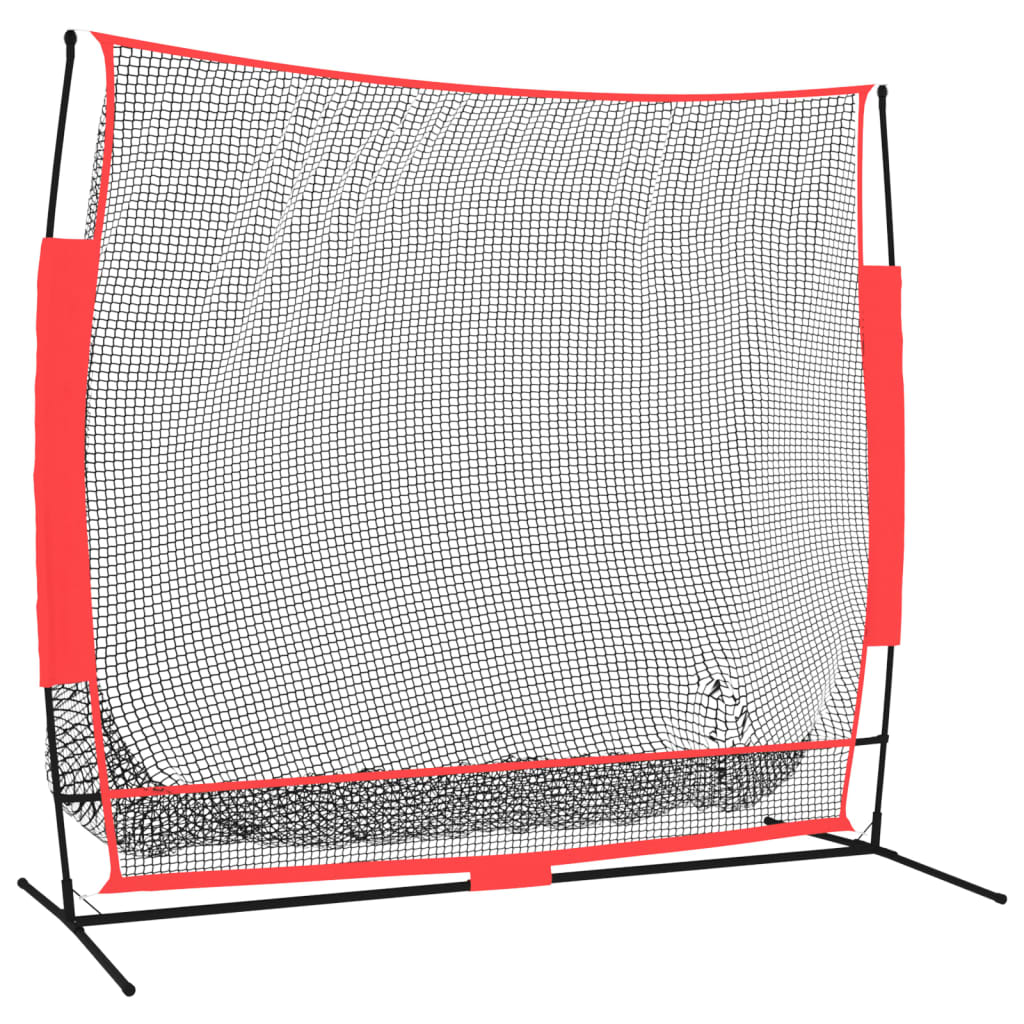 vidaXL Prijenosna mreža za bejzbol crno-crvena 215x107x216cm poliester