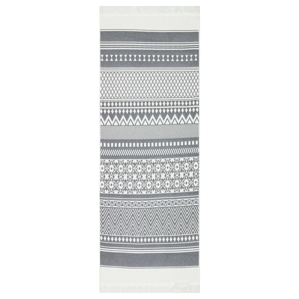 vidaXL Tepih sivo-bijeli 100 x 300 cm pamučni