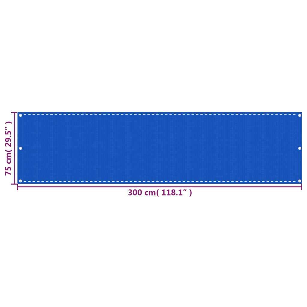 vidaXL Balkonski zastor plavi 75 x 300 cm HDPE