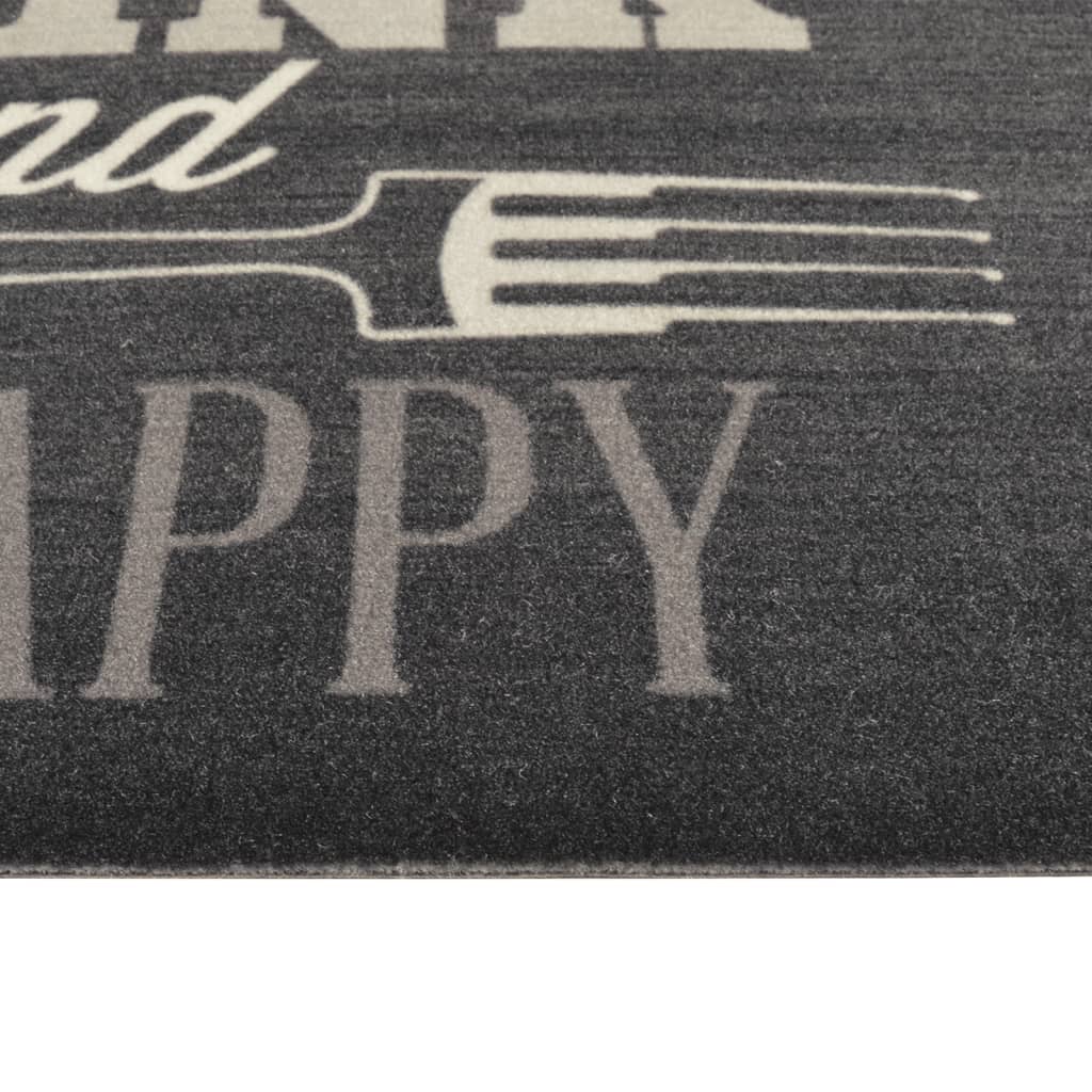 vidaXL Kuhinjski tepih perivi s natpisom crni 45 x 150 cm baršunasti