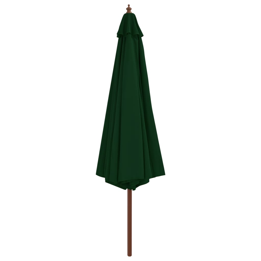 vidaXL Vrtni suncobran s drvenom šipkom 350 cm zeleni