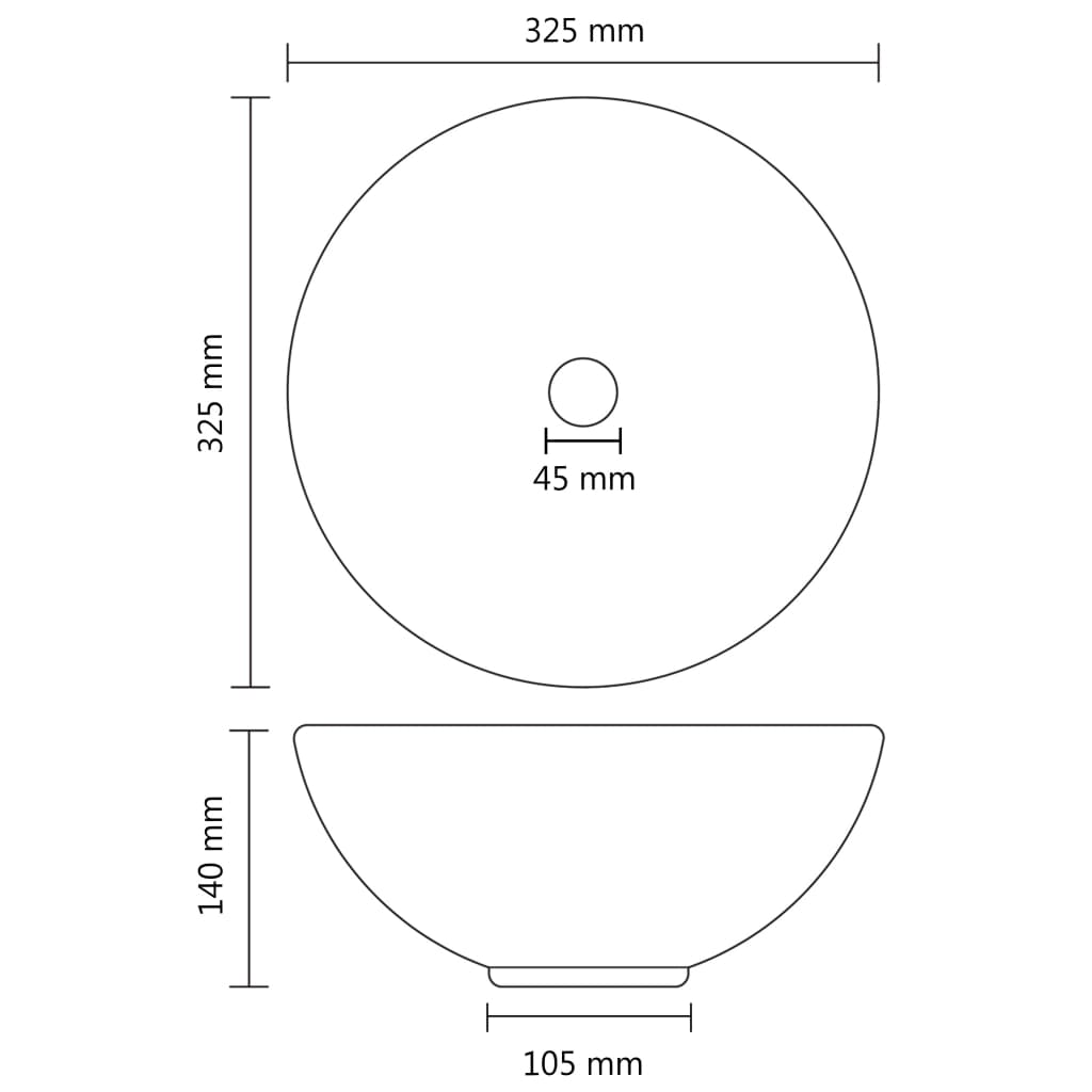 vidaXL Luksuzni okrugli umivaonik mat krem 32,5 x 14 cm keramički