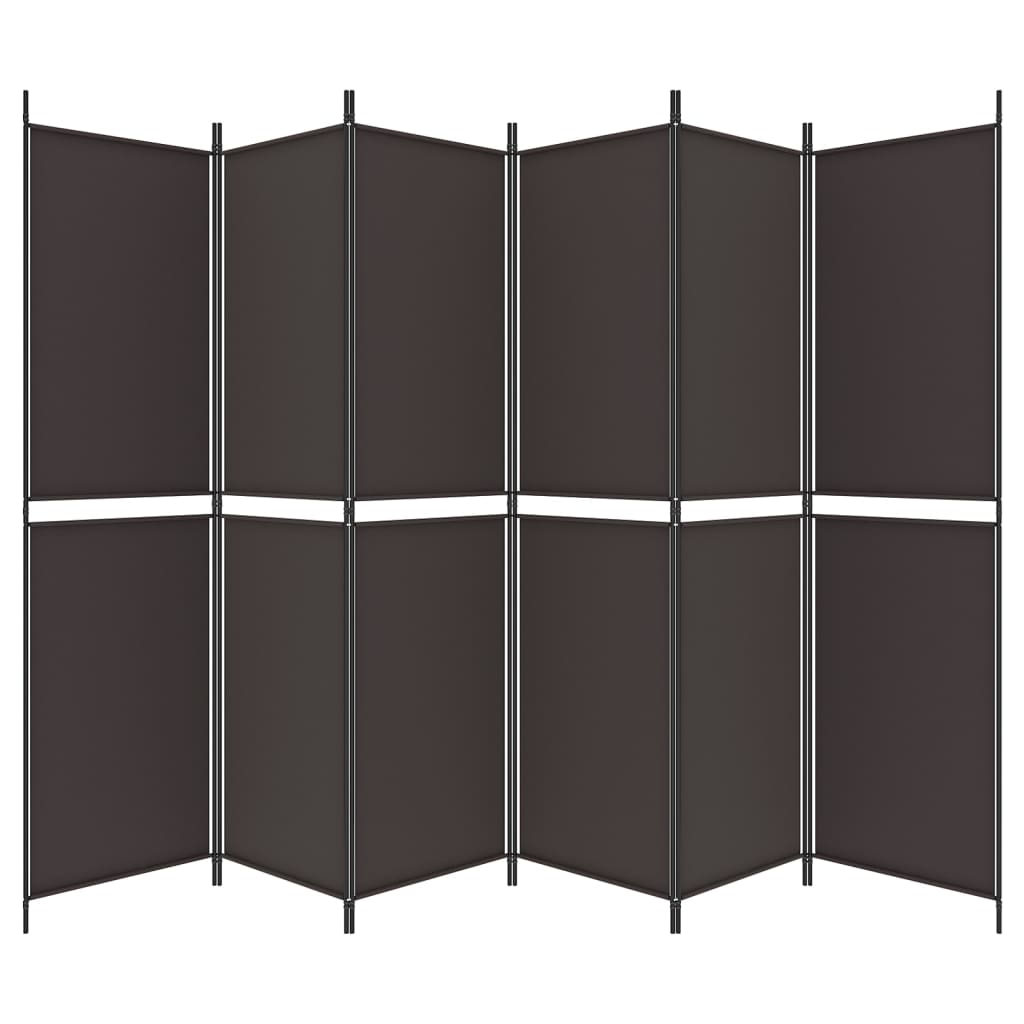 vidaXL Sobna pregrada s 6 panela smeđa 300 x 200 cm od tkanine