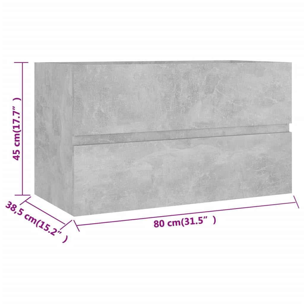 vidaXL 2-dijelni set kupaonskog namještaja od iverice siva boja betona