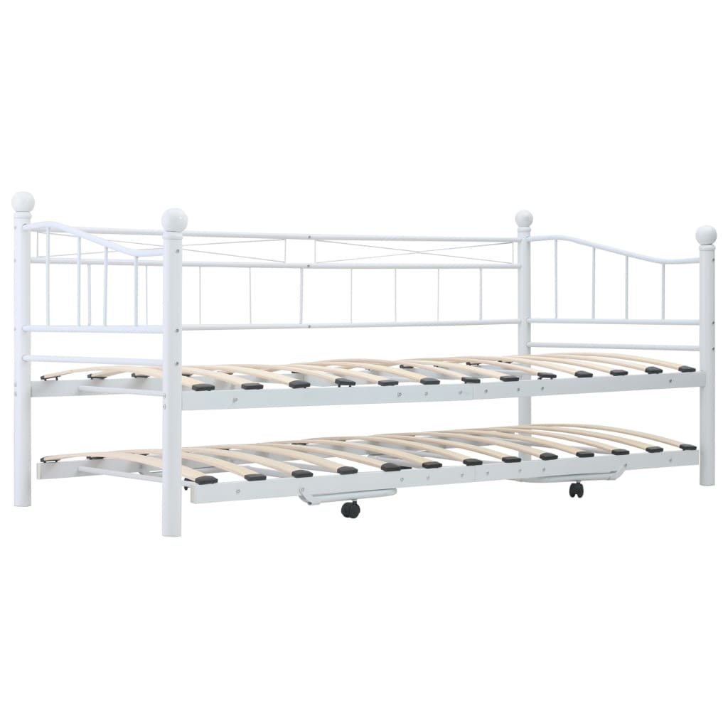 vidaXL Okvir kreveta bijeli čelični 180 x 200 / 90 x 200 cm
