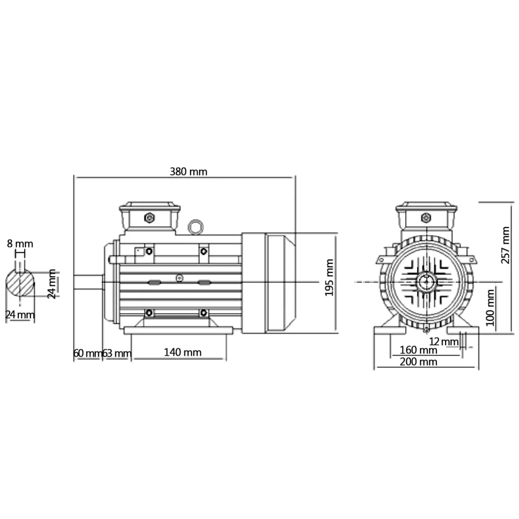 vidaXL Trofazni električni motor aluminijski 3 kW / 4 KS 2840 o/min